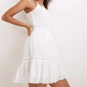 Madewell Eyelet Embroidered Cotton Elastic Waist Ruffled Skirt NE691